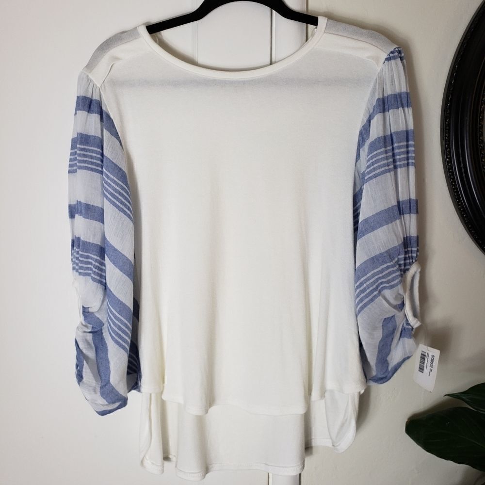 K&C Wing Sleeve High Low Blouse